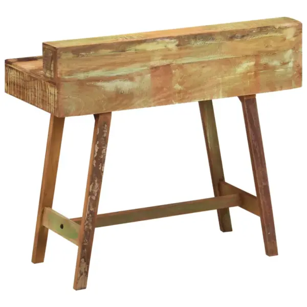 Retro kirjutuslaud taaskasutatud puidust, mitmevärviline, kahe sahtliga, 100 x 45 x 90 cm – 4