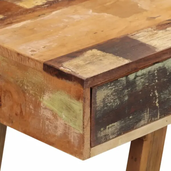 Retro kirjutuslaud taaskasutatud puidust, mitmevärviline, kahe sahtliga, 100 x 45 x 90 cm – 5