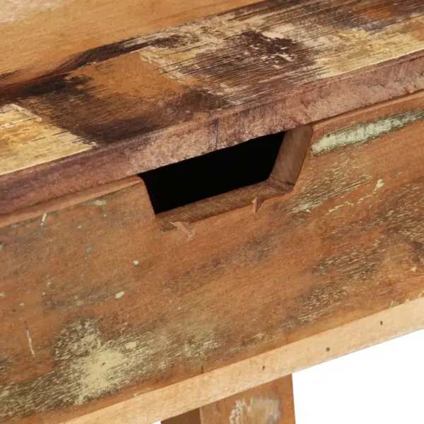 Retro kirjutuslaud taaskasutatud puidust, mitmevärviline, kahe sahtliga, 100 x 45 x 90 cm – 8