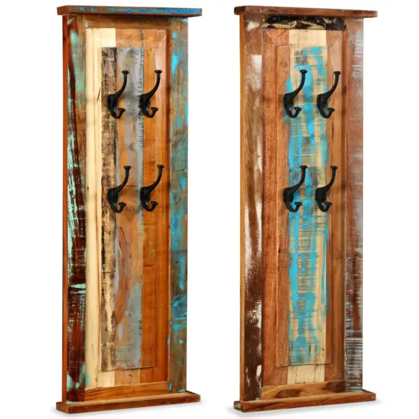 Taaskasutatud täispuidust seinanagid, 2 tk, 4 konksuga, 38 x 100 cm – 4