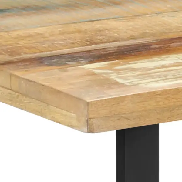 Industriaalstiilis taaskasutatud puidust söögilaud, musta terasraamiga, 120 x 60 x 76 cm – 4