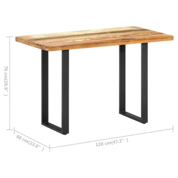 Industriaalstiilis taaskasutatud puidust söögilaud, musta terasraamiga, 120 x 60 x 76 cm – 7