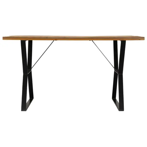 Retrostiilis söögilaud taaskasutatud puidust, rauast jalgadega, 140 x 80 x 76 cm – 2