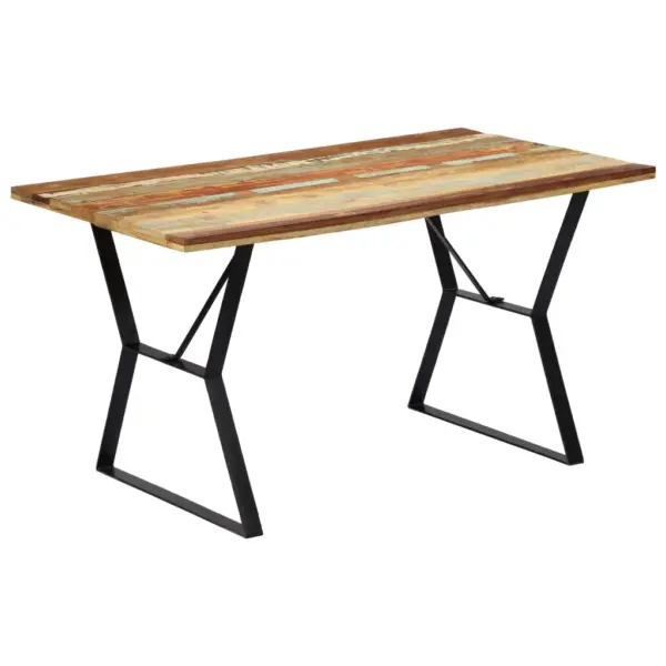 Retrostiilis söögilaud taaskasutatud puidust, rauast jalgadega, 140 x 80 x 76 cm – 11