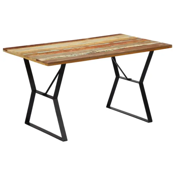 Retrostiilis söögilaud taaskasutatud puidust, rauast jalgadega, 140 x 80 x 76 cm – 12