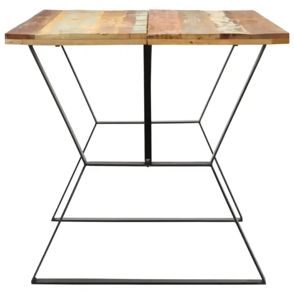 Retrostiilis söögilaud taaskasutatud puidust, rauast jalgadega, 140 x 80 x 76 cm – 3