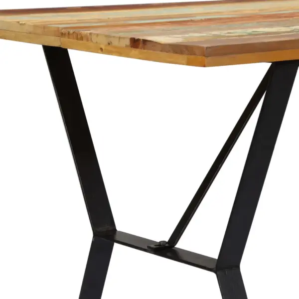 Retrostiilis söögilaud taaskasutatud puidust, rauast jalgadega, 140 x 80 x 76 cm – 4