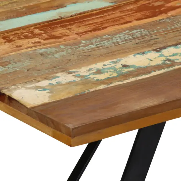 Retrostiilis söögilaud taaskasutatud puidust, rauast jalgadega, 140 x 80 x 76 cm – 5