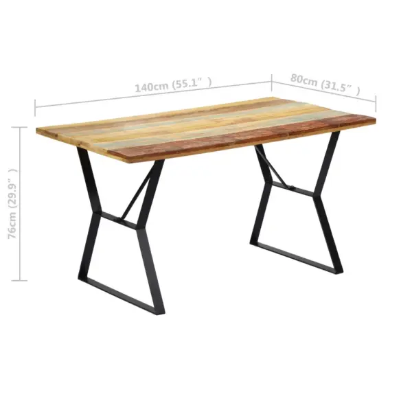 Retrostiilis söögilaud taaskasutatud puidust, rauast jalgadega, 140 x 80 x 76 cm – 7
