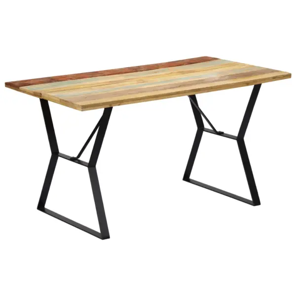 Retrostiilis söögilaud taaskasutatud puidust, rauast jalgadega, 140 x 80 x 76 cm – 8