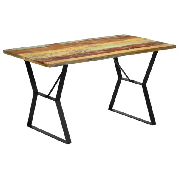 Retrostiilis söögilaud taaskasutatud puidust, rauast jalgadega, 140 x 80 x 76 cm – 9