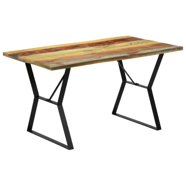 Retrostiilis söögilaud taaskasutatud puidust, rauast jalgadega, 140 x 80 x 76 cm – 10