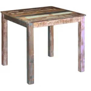 Antiikstiilis söögilaud taaskasutatud puidust, mitmevärviline, 80 x 82 x 76 cm