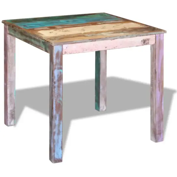 Antiikstiilis söögilaud taaskasutatud puidust, mitmevärviline, 80 x 82 x 76 cm – 2