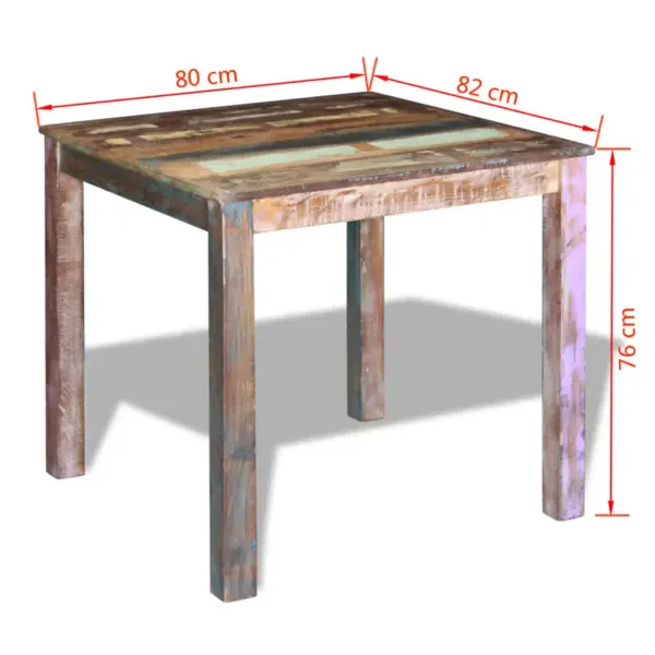 Antiikstiilis söögilaud taaskasutatud puidust, mitmevärviline, 80 x 82 x 76 cm – 8