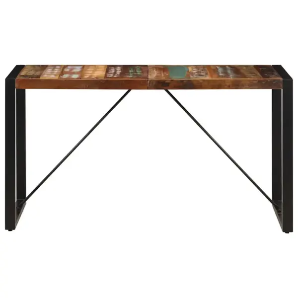 Retrostiilis söögilaud taaskasutatud puidust ja terasraamiga, mitmevärviline, 140 x 70 x 75 cm – 2