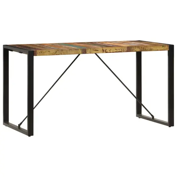 Retrostiilis söögilaud taaskasutatud puidust ja terasraamiga, mitmevärviline, 140 x 70 x 75 cm – 13