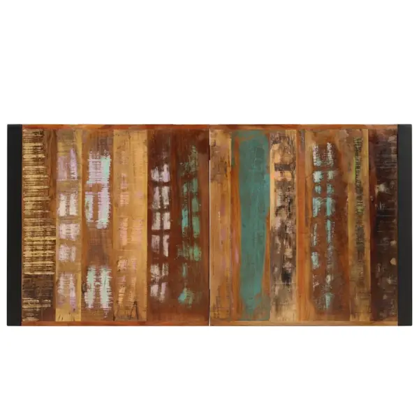 Retrostiilis söögilaud taaskasutatud puidust ja terasraamiga, mitmevärviline, 140 x 70 x 75 cm – 4
