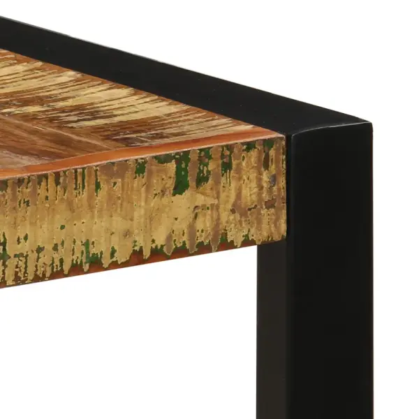Retrostiilis söögilaud taaskasutatud puidust ja terasraamiga, mitmevärviline, 140 x 70 x 75 cm – 5