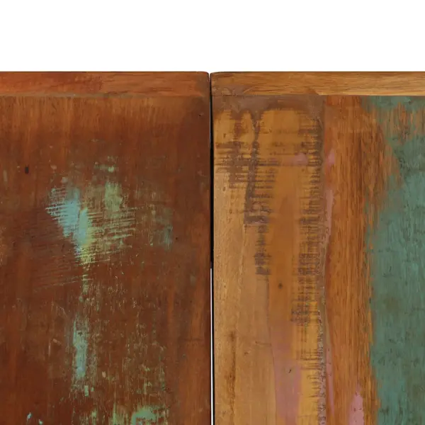 Retrostiilis söögilaud taaskasutatud puidust ja terasraamiga, mitmevärviline, 140 x 70 x 75 cm – 6
