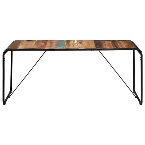 Taaskasutatud täispuidust söögilaud pulbervärvitud terasraamiga, 180 x 90 x 76 cm – 2