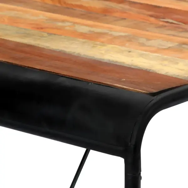 Taaskasutatud täispuidust söögilaud pulbervärvitud terasraamiga, 180 x 90 x 76 cm – 5
