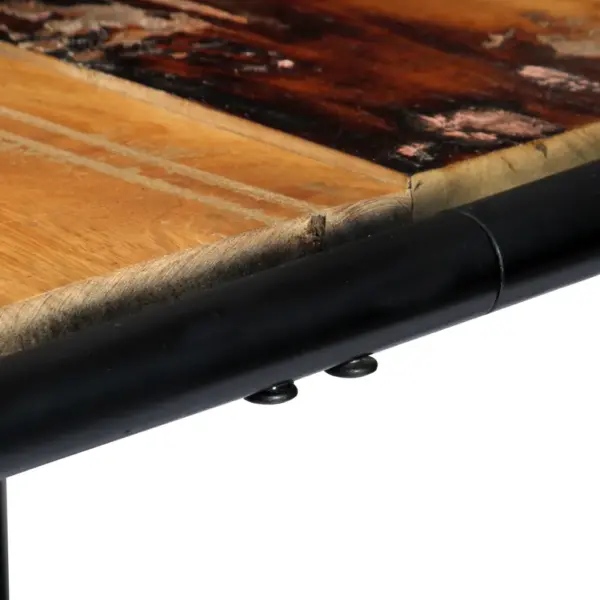 Taaskasutatud täispuidust söögilaud pulbervärvitud terasraamiga, 180 x 90 x 76 cm – 6