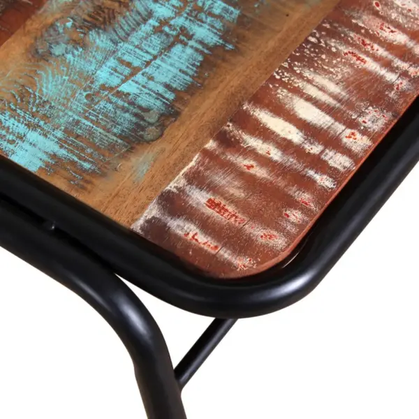 Taaskasutatud puidust söögitoolid 2 tk, mitmevärvilised, pulbervärvitud terasraamiga, 44 x 59 x 84 cm – 7
