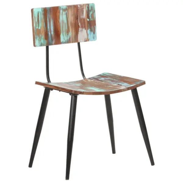 Taaskasutatud puidust söögitoolid, 6 tk, mitmevärvilised, pulbervärvitud rauast raamiga, 42 x 37 x 82 cm – 11