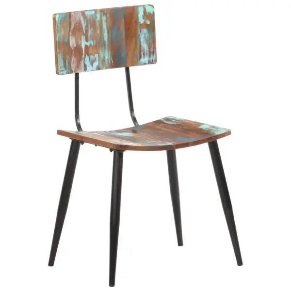 Taaskasutatud puidust söögitoolid, 6 tk, mitmevärvilised, pulbervärvitud rauast raamiga, 42 x 37 x 82 cm – 12
