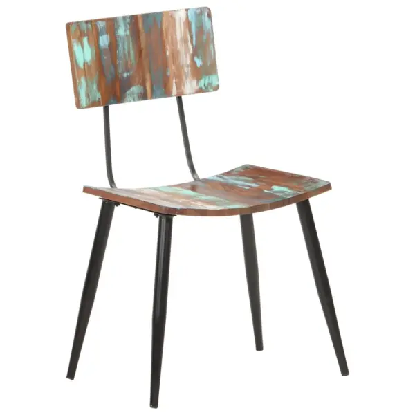 Taaskasutatud puidust söögitoolid, 6 tk, mitmevärvilised, pulbervärvitud rauast raamiga, 42 x 37 x 82 cm – 13