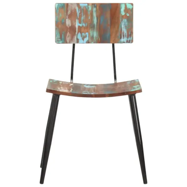 Taaskasutatud puidust söögitoolid, 6 tk, mitmevärvilised, pulbervärvitud rauast raamiga, 42 x 37 x 82 cm – 3