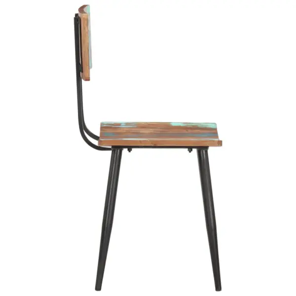 Taaskasutatud puidust söögitoolid, 6 tk, mitmevärvilised, pulbervärvitud rauast raamiga, 42 x 37 x 82 cm – 4