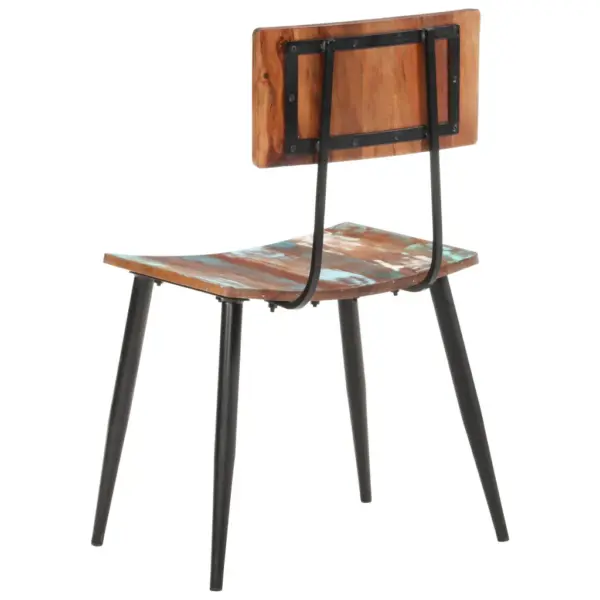 Taaskasutatud puidust söögitoolid, 6 tk, mitmevärvilised, pulbervärvitud rauast raamiga, 42 x 37 x 82 cm – 5