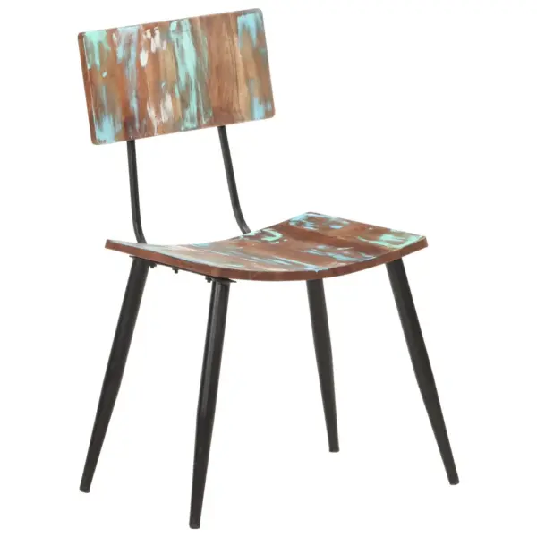 Taaskasutatud puidust söögitoolid, 6 tk, mitmevärvilised, pulbervärvitud rauast raamiga, 42 x 37 x 82 cm – 10