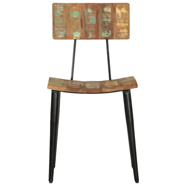 Taaskasutatud täispuidust söögitoolid metallraamiga, 2 tk, mitmevärvilised, 42 x 37 x 82 cm – 4