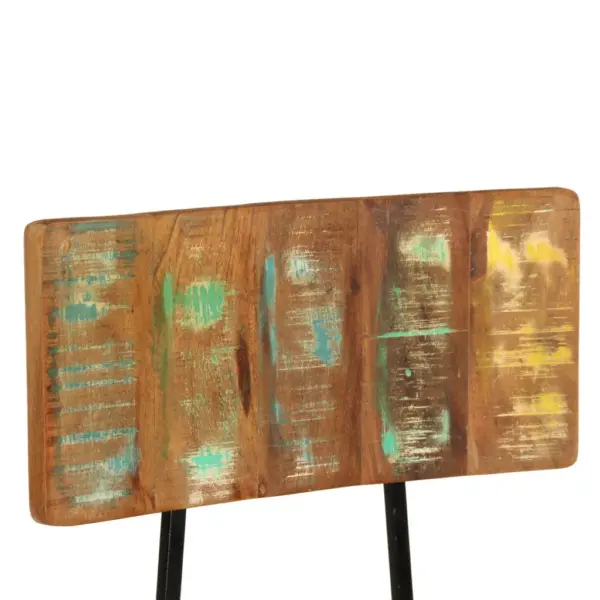 Taaskasutatud täispuidust söögitoolid metallraamiga, 2 tk, mitmevärvilised, 42 x 37 x 82 cm – 7