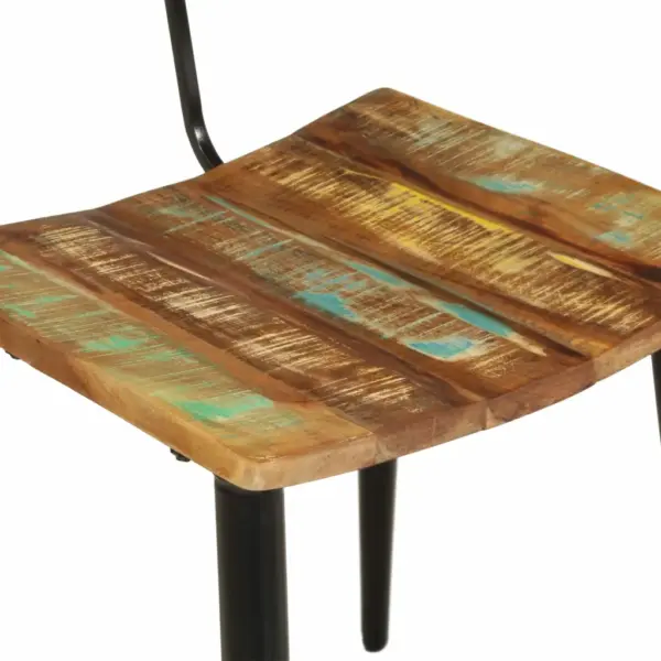Taaskasutatud täispuidust söögitoolid metallraamiga, 2 tk, mitmevärvilised, 42 x 37 x 82 cm – 9