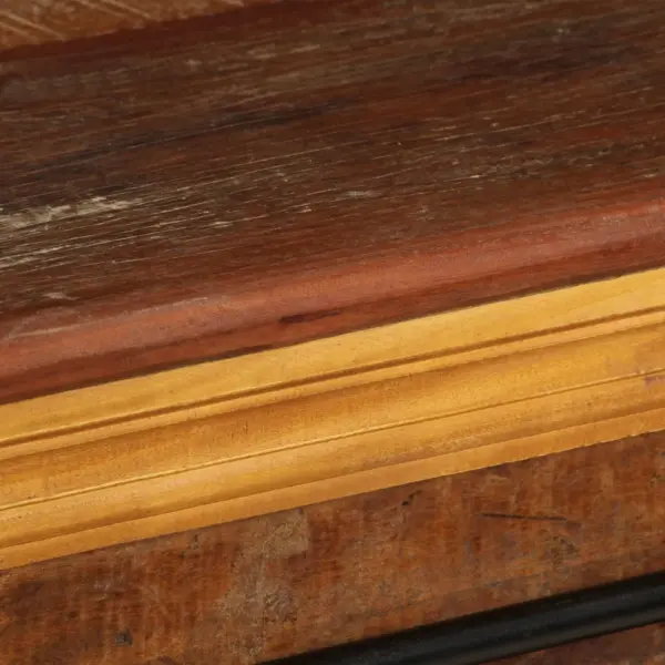 Taaskasutatud puidust telerialus metallist liugustega, 3 sektsiooni ja sahtliga, 110 x 30 x 45 cm – 11