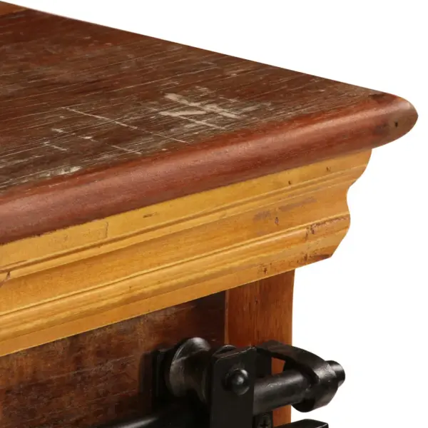 Taaskasutatud puidust telerialus metallist liugustega, 3 sektsiooni ja sahtliga, 110 x 30 x 45 cm – 7