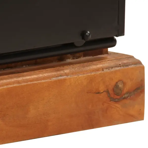 Taaskasutatud puidust telerialus metallist liugustega, 3 sektsiooni ja sahtliga, 110 x 30 x 45 cm – 10