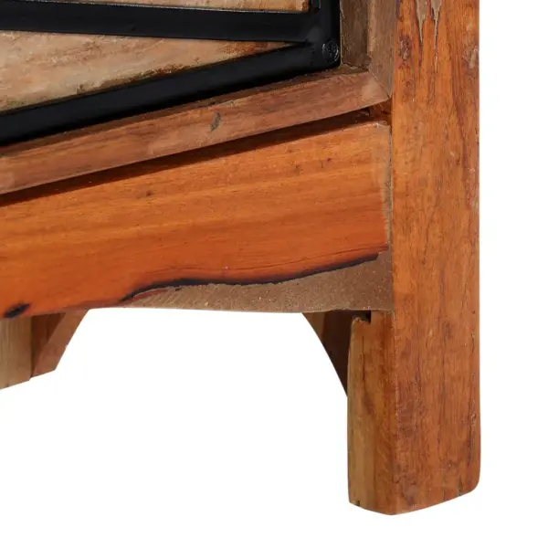 Retro telerikapp taaskasutatud puidust, 2 sahtliga, 120 x 30 x 40 cm – 6