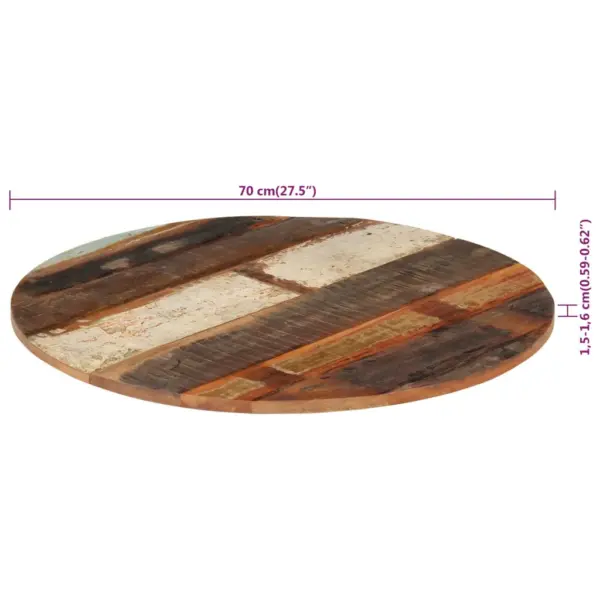 Ümmargune taaskasutatud täispuidust lauaplaat, mitmevärviline, 70 cm, 15–16 mm - 7