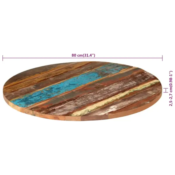 Ümmargune taaskasutatud puidust lauaplaat, mitmevärviline, 80 cm, 25–27 mm – 7