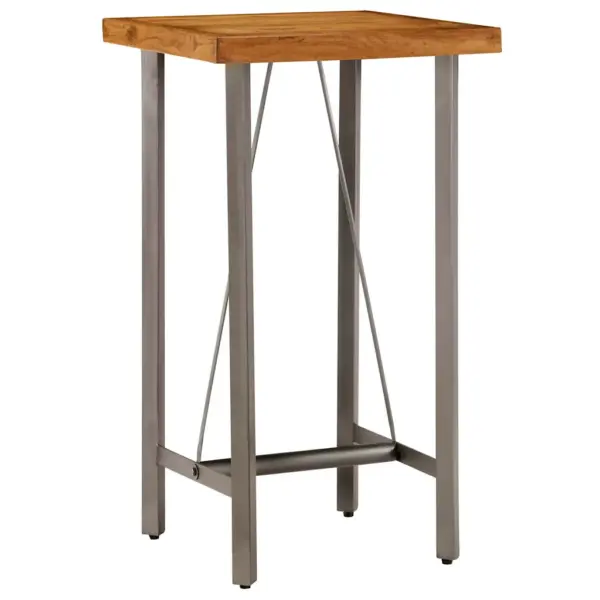 Taaskasutatud tiigipuust baarilaud metalljalgadel, 60 x 60 x 107 cm – 2