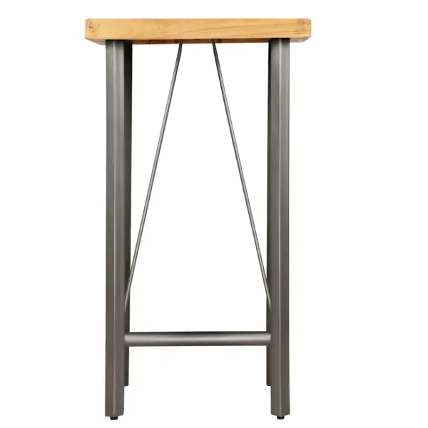 Taaskasutatud tiigipuust baarilaud metalljalgadel, 60 x 60 x 107 cm – 3