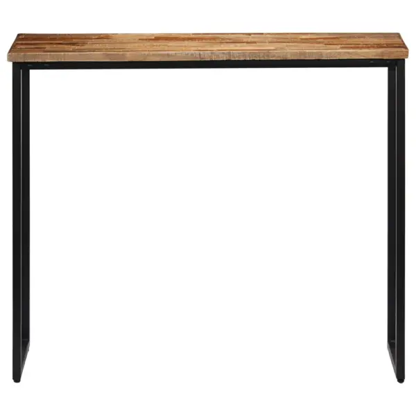 Konsoollaud taaskasutatud tiigipuust ja terasraamiga, pruun, 90 x 30 x 76 cm - 2