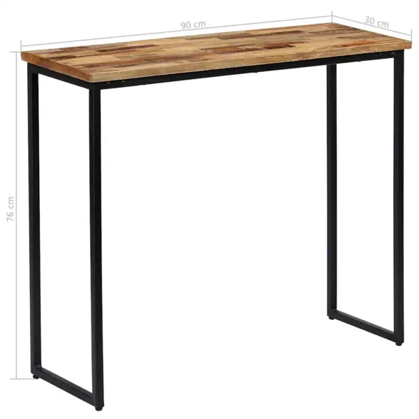 Konsoollaud taaskasutatud tiigipuust ja terasraamiga, pruun, 90 x 30 x 76 cm - 13