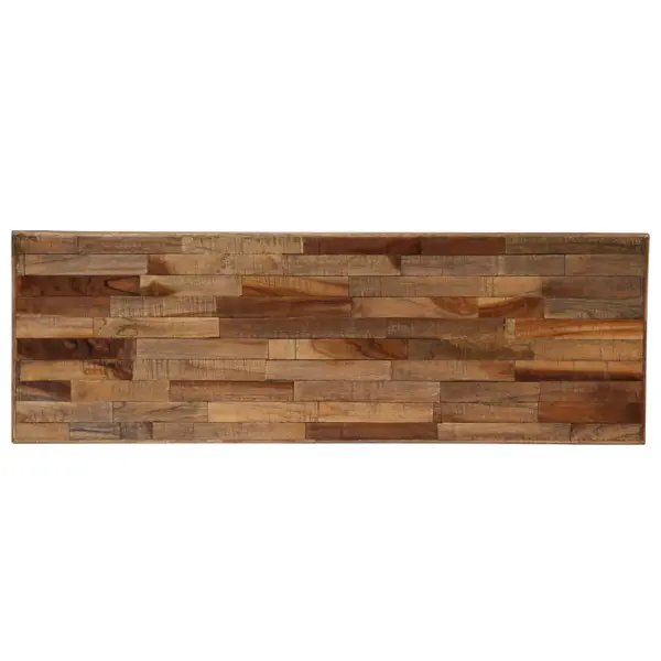 Konsoollaud taaskasutatud tiigipuust ja terasraamiga, pruun, 90 x 30 x 76 cm - 3