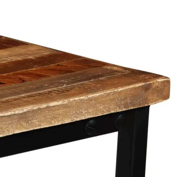 Konsoollaud taaskasutatud tiigipuust ja terasraamiga, pruun, 90 x 30 x 76 cm - 8
